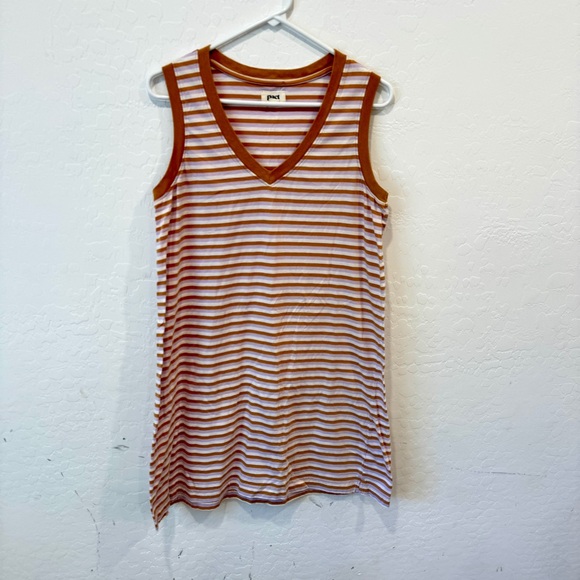 Pact Striped Sleeveless Dress Women’s Medium Organic Cotton Casual Summer V-neck - Picture 1 of 6